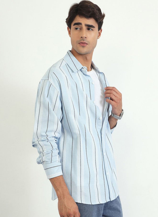 CHIMPAAANZEE Vertical Striped Long Sleeves Oversized Fit Shirt - Image 4